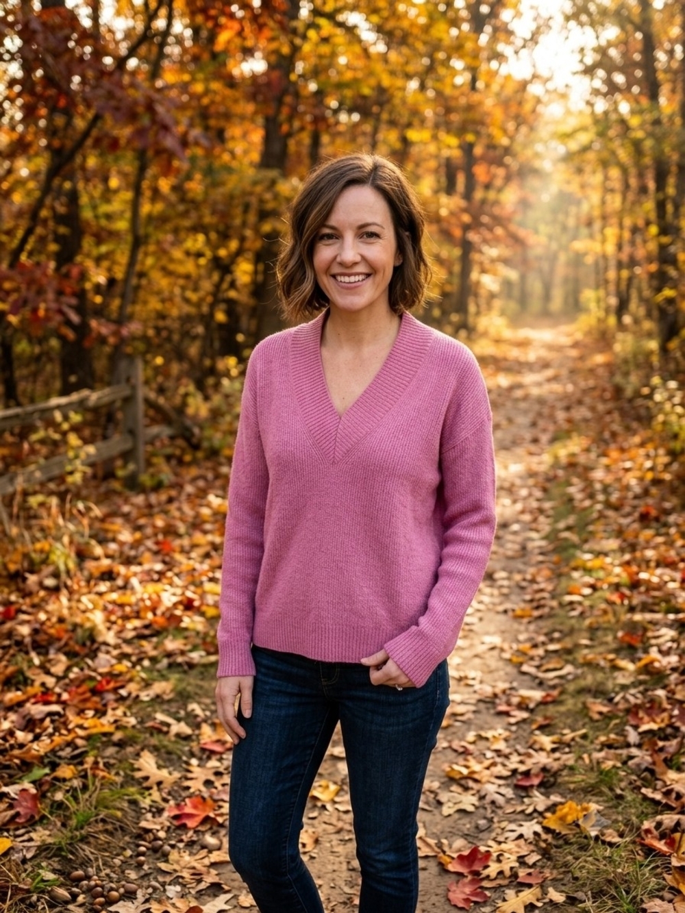Marled By Reunited Women's V-Neck Sweater in Dusty Rose